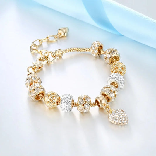 Cubic Charm Gold Heart Bracelets For Women